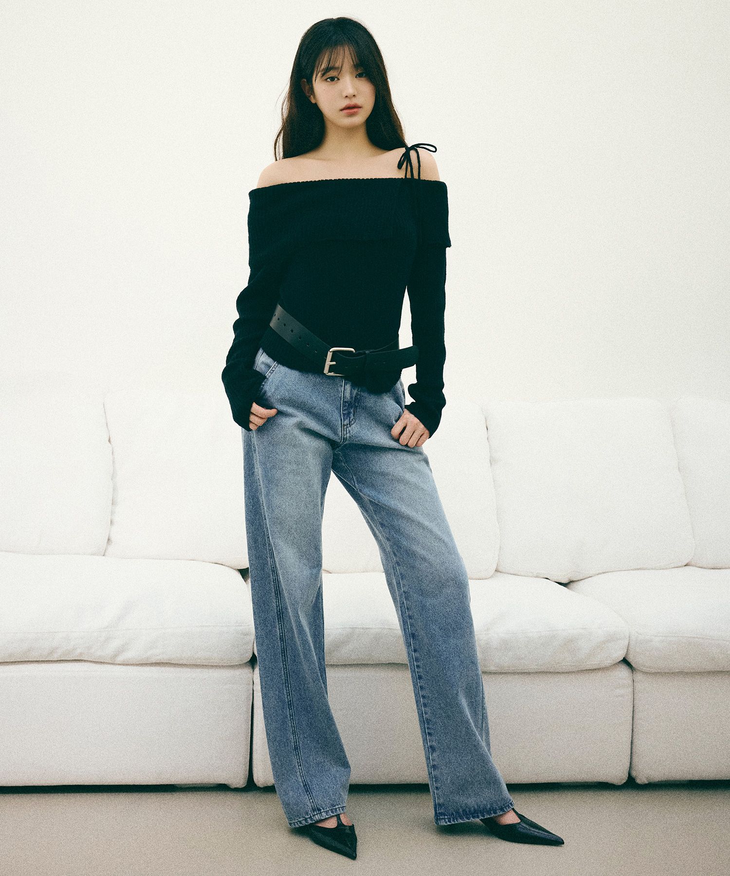 デニム・ジーパン ROLAROLA WIDE DENIM PANTS 5BFM301 MUSINSA公式 | ROLAROLA CURVED SEMI WIDE DENIM PANTS BLUE