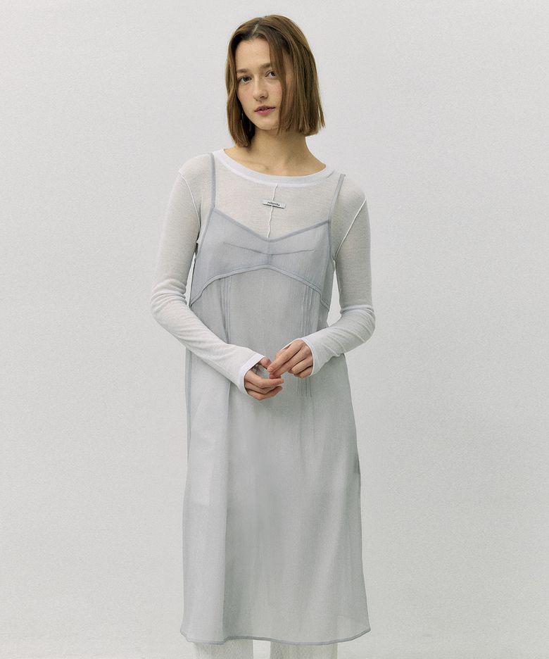 SHEER LAYERED ONEPIECE LIGHT GRAY