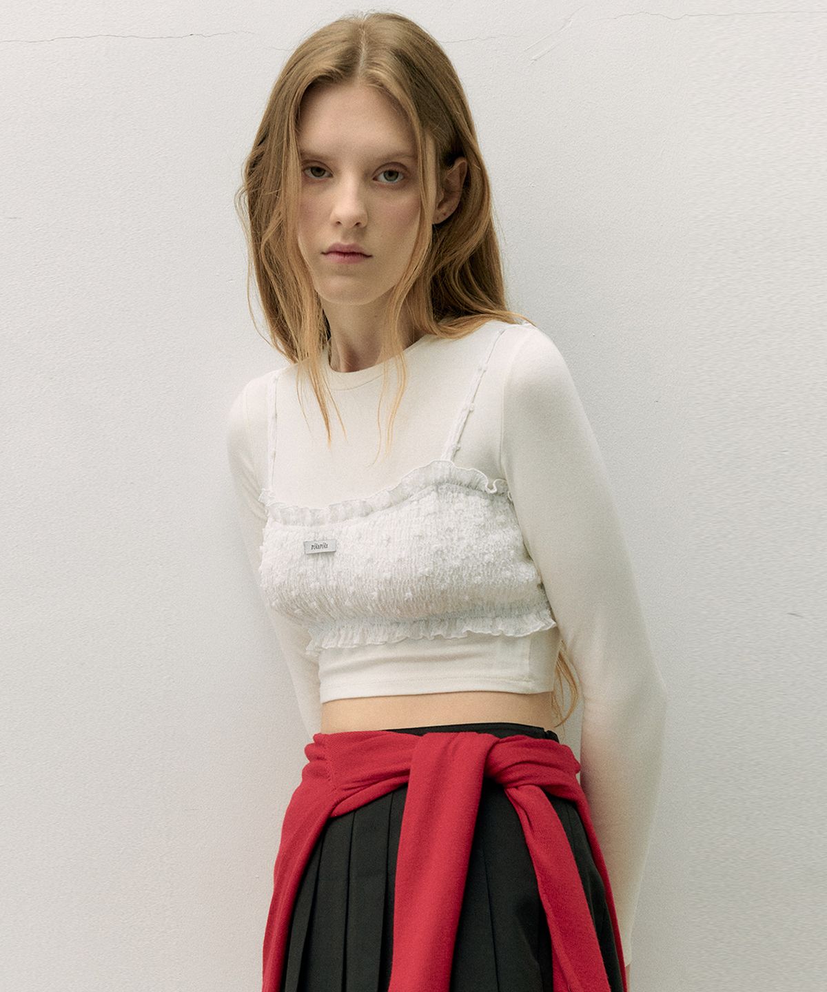 로라로라(ROLAROLA) FRILL BUSTIER TOP WHITE