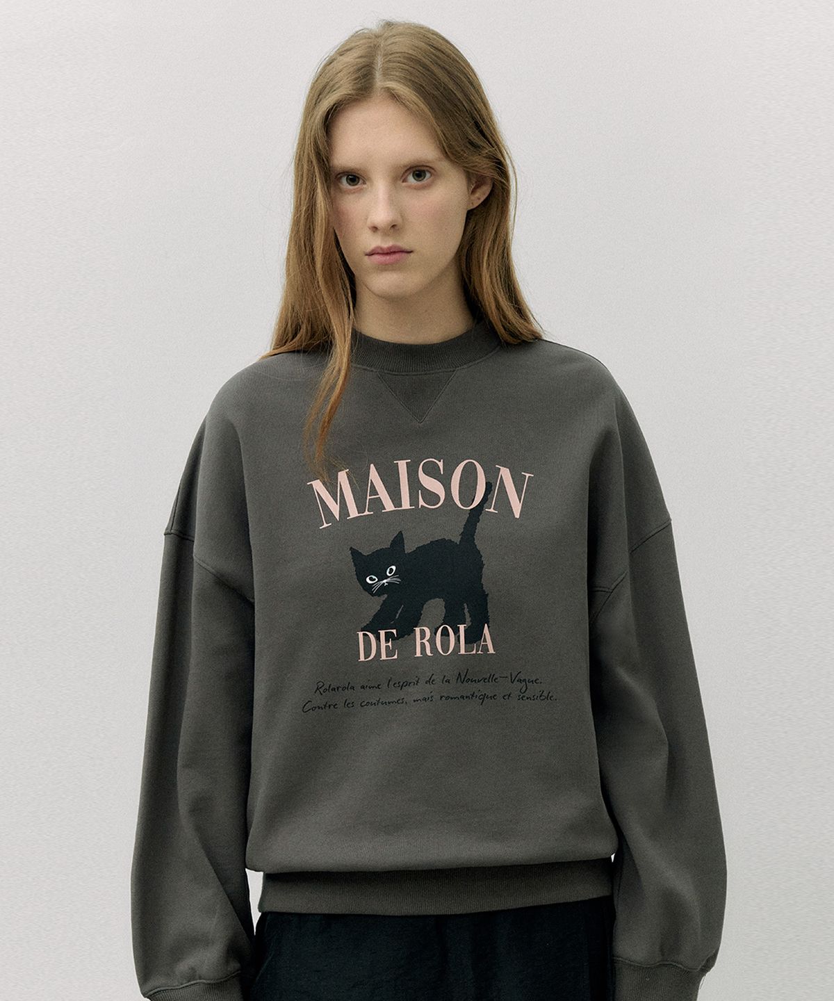 로라로라(ROLAROLA) ROLA CAT SWEATSHIRT CHARCOAL