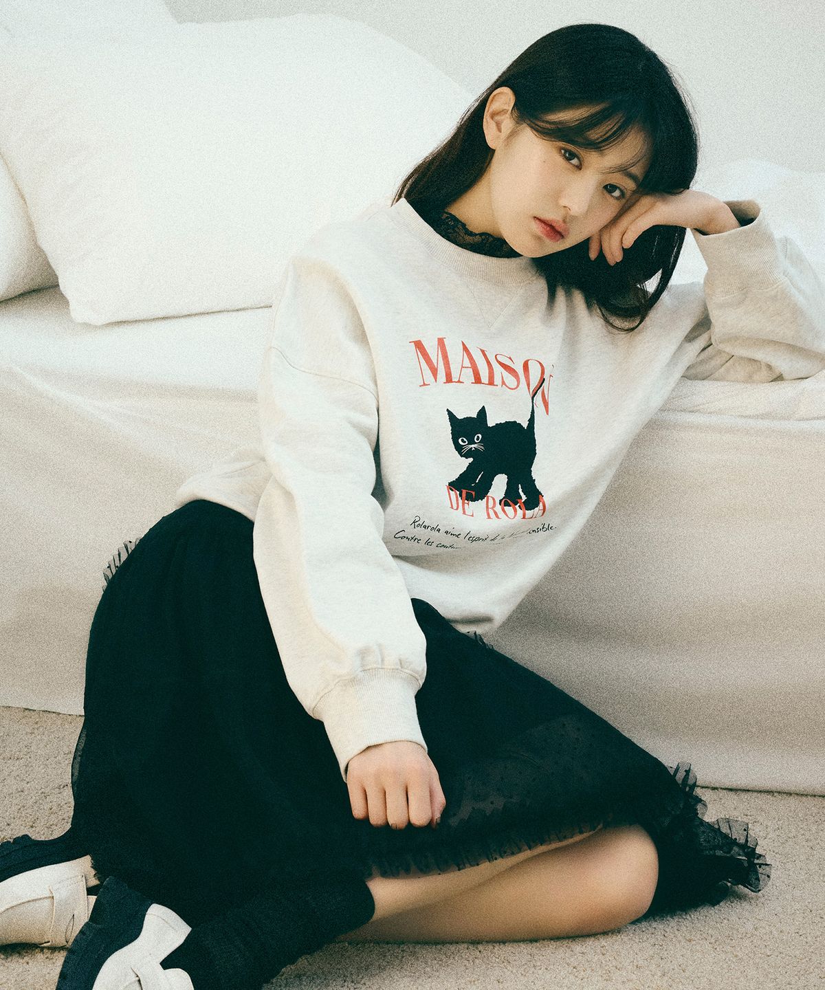 로라로라(ROLAROLA) ROLA CAT SWEATSHIRT MELANGE GRAY