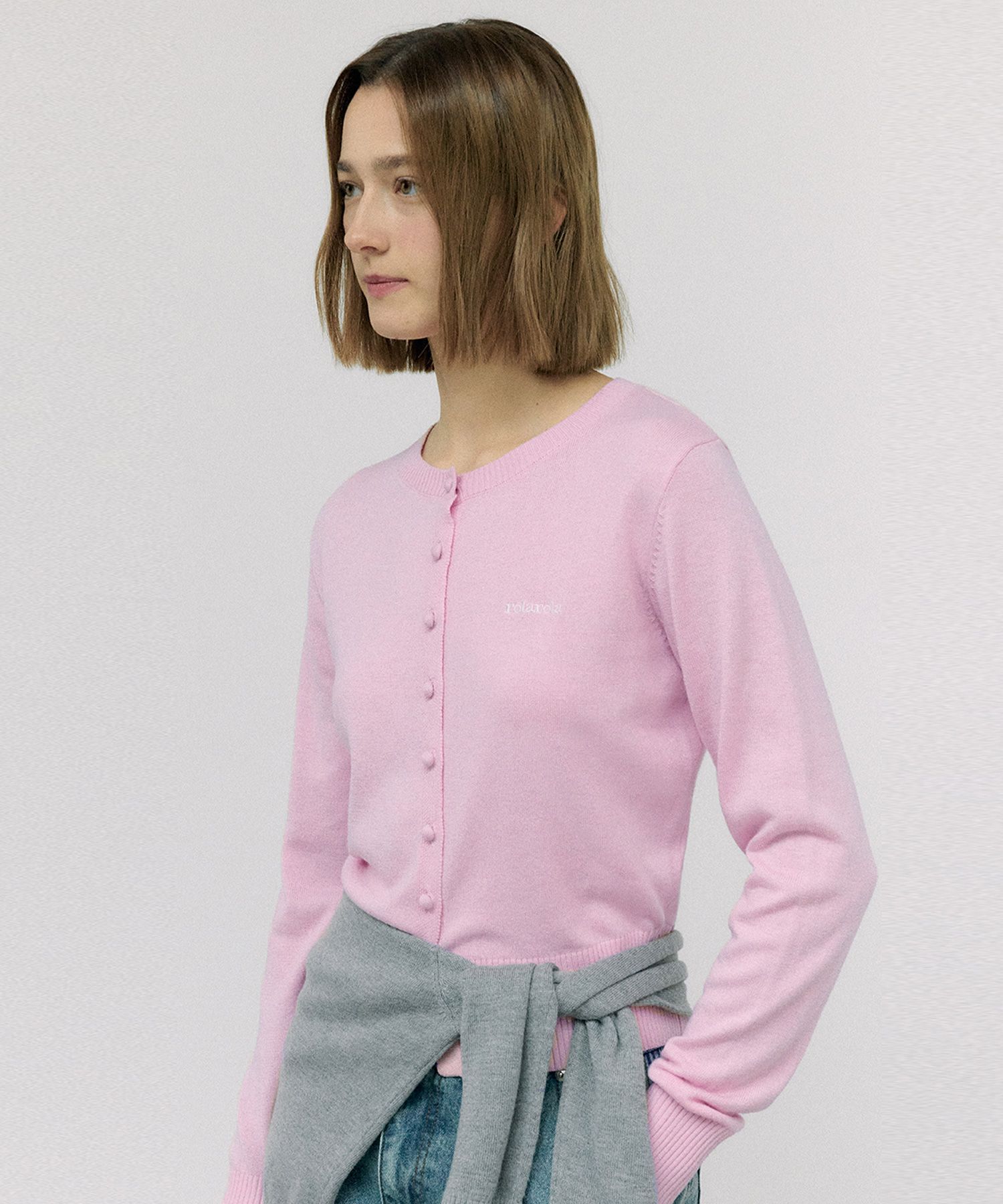 MUSINSA | ROLAROLA ROLA BASIC ROUND CARDIGAN PINK
