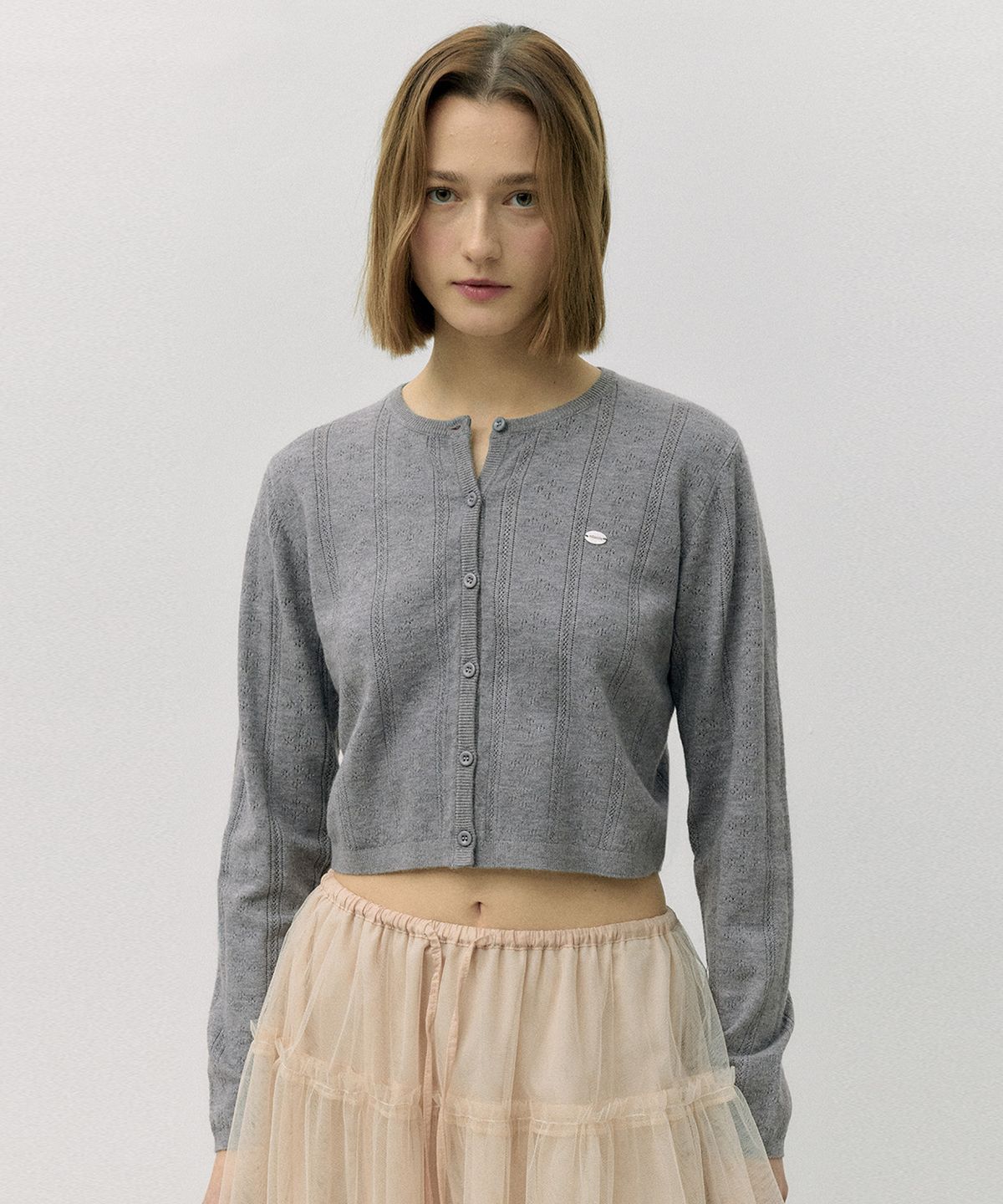 로라로라(ROLAROLA) ROUND SKASHI KNIT CARDIGAN GRAY