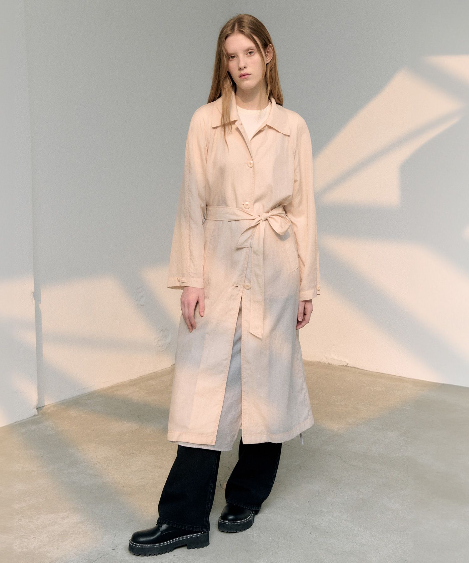 [rolarola] BELT TRENCH COAT ★大人気★ MUSINSA | ROLAROLA BELT TRENCH COAT PINK BEIGE