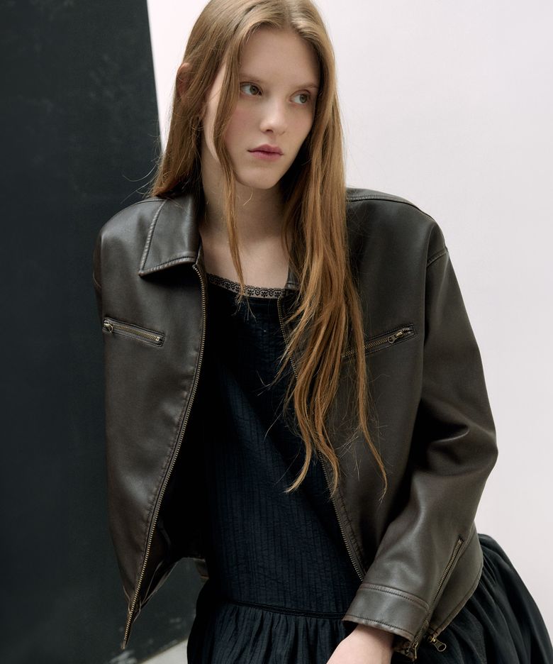 RIDER LEATHER JACKET BROWN