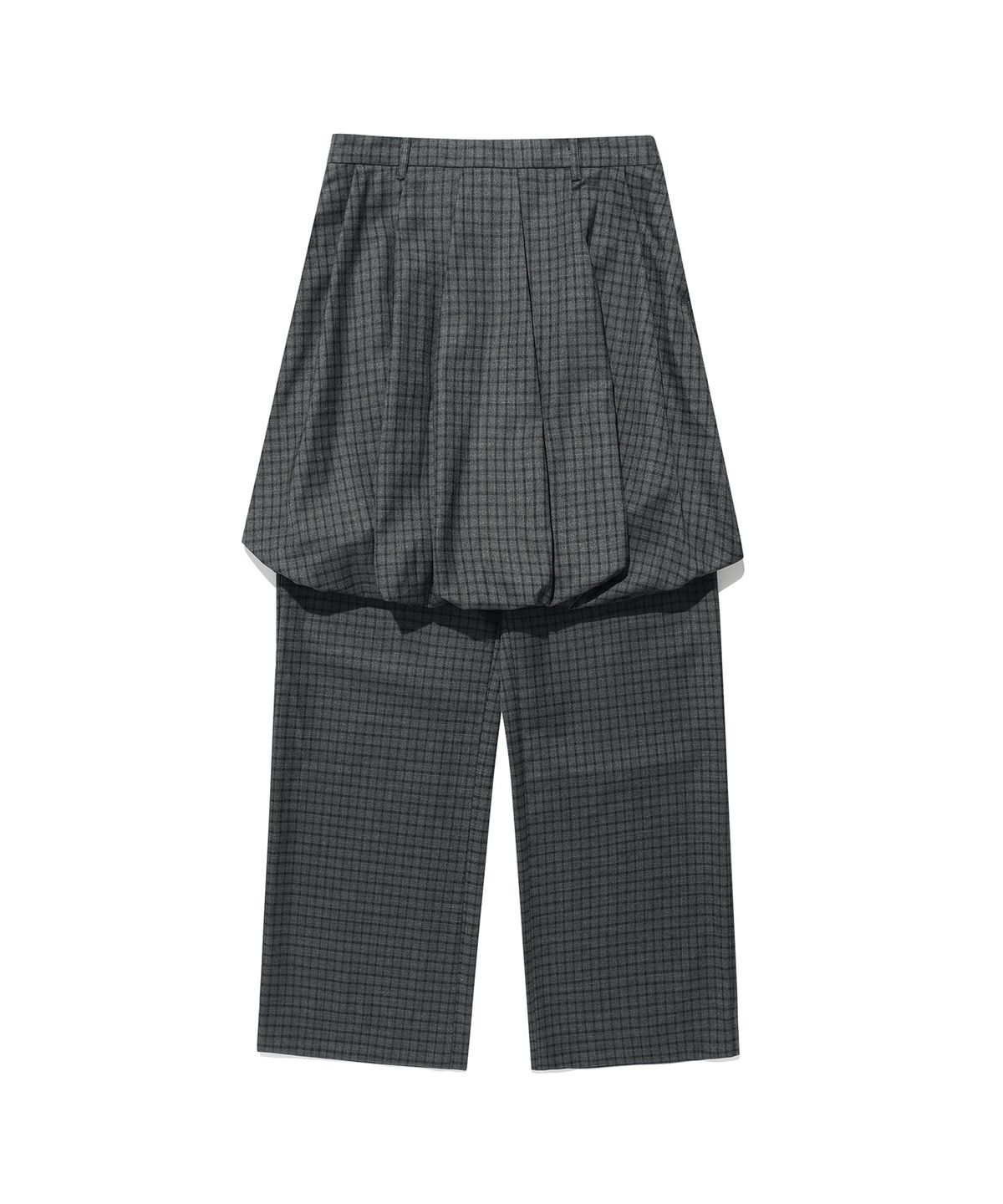 나이스고스트클럽(NICEGHOSTCLUB) FFATS CHECK BALLOON LAYERED SKIRT PANTS_CHARCOAL(NG2FSUPA90A)