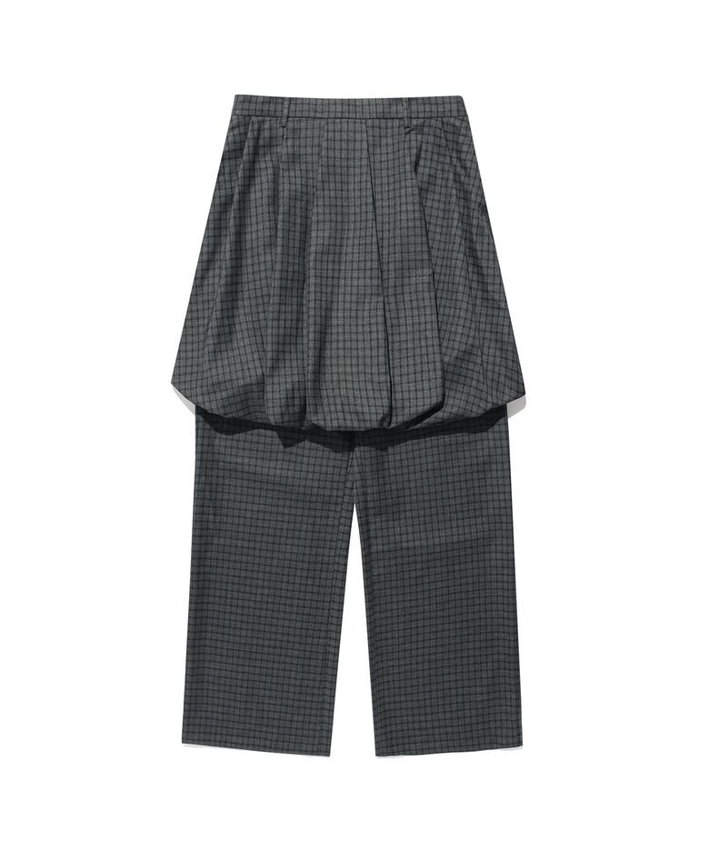 FFATS CHECK BALLOON LAYERED SKIRT PANTS_CHARCOAL(NG2FSUPA90A)