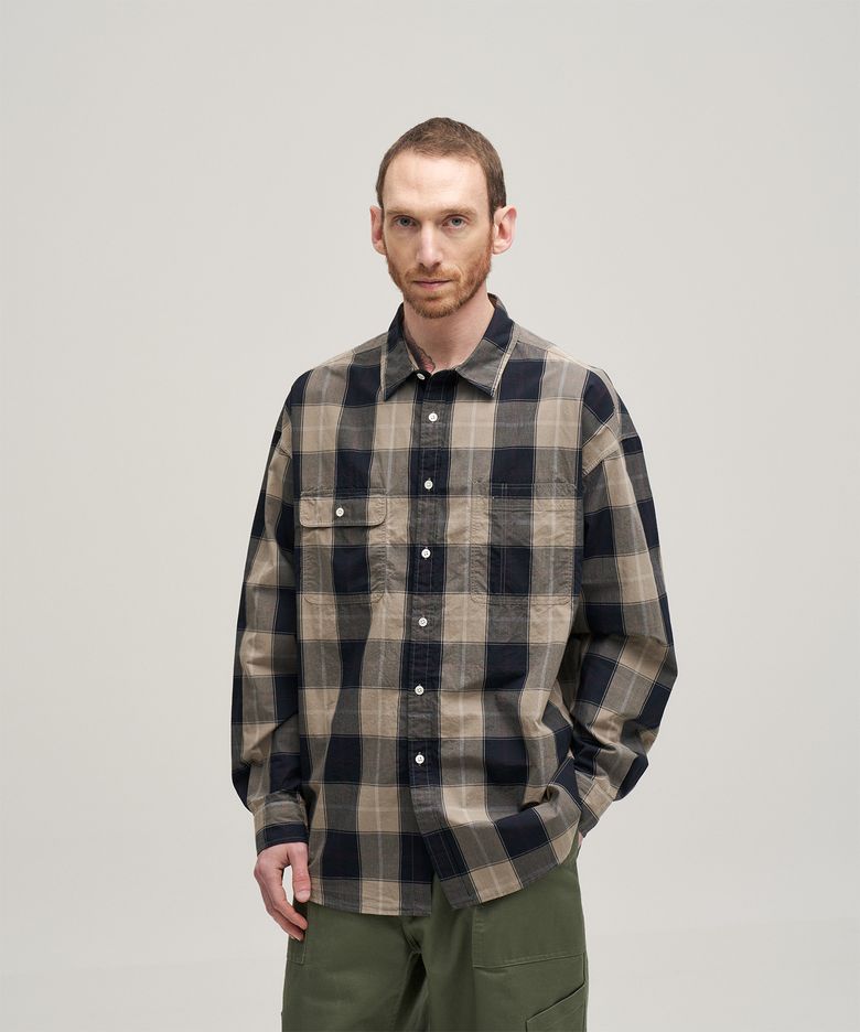 Portland Check Shirt (Navy Sand)