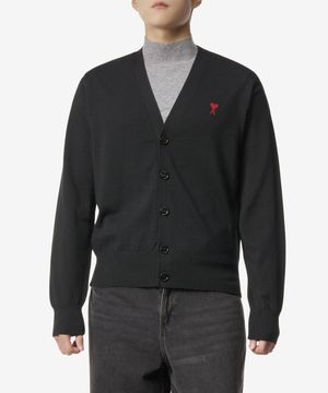 레드 하트로고 메리노 울 가디건 - 블랙 / BFHKC111KN0025001