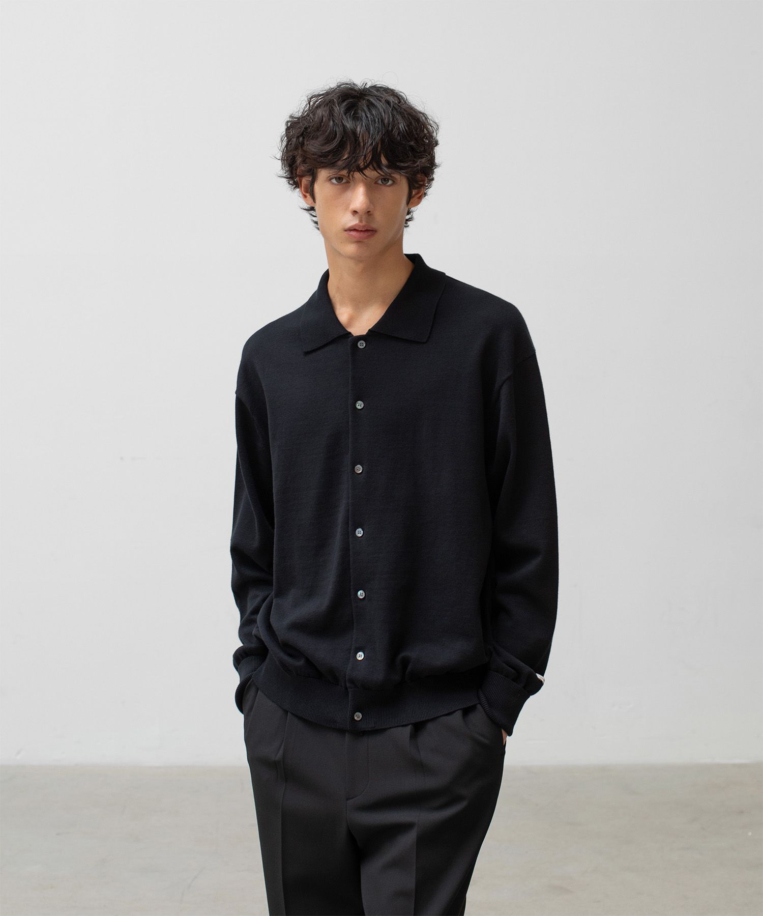 ttt_msw Knit polo cardigan（BLACK） ttt msw Knit polo cardigan（BLACK）