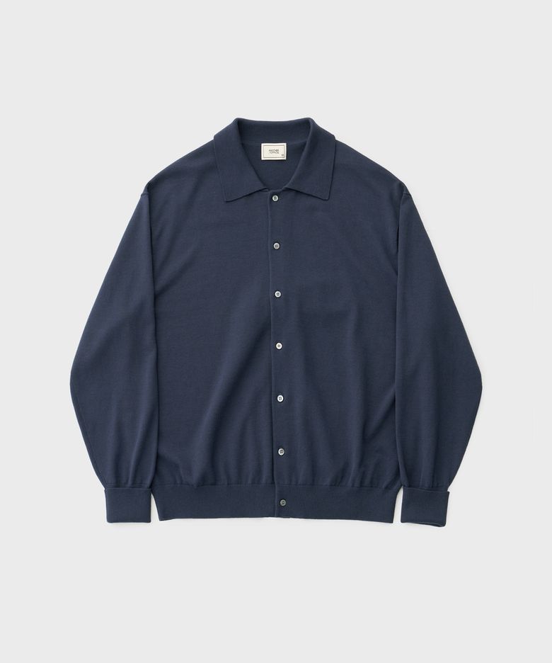 Scape Knit Polo Cardigan (Deep Navy)