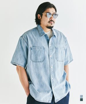 [빅사이즈]쿨맥스 오버핏 데님 반팔셔츠