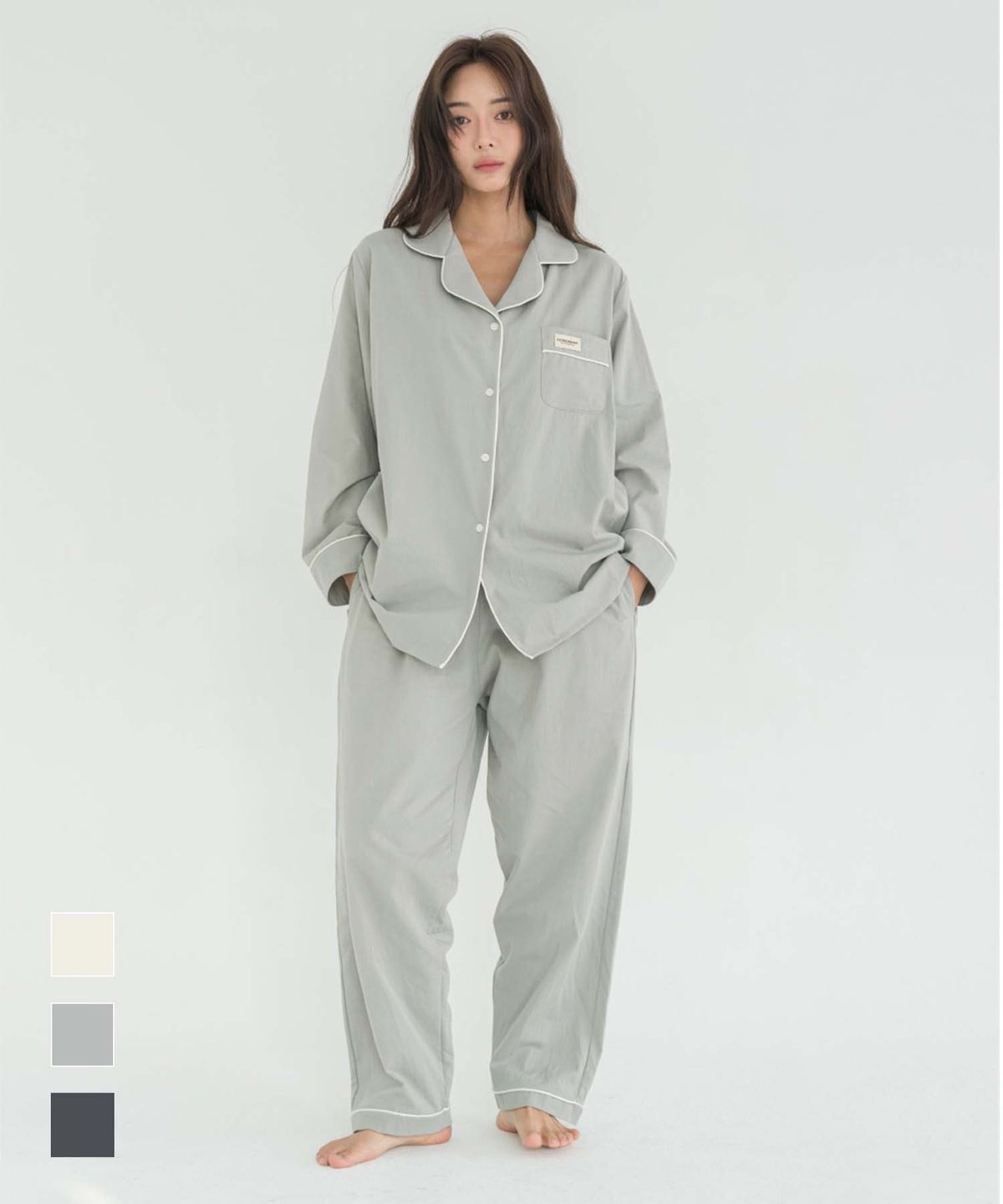 도로시와(DOROSIWA) Minimal Garments Cotton Twill Pajama Set_3colors