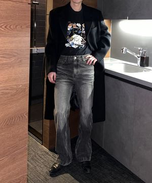 TX205 세미플레어 데님 (블랙)