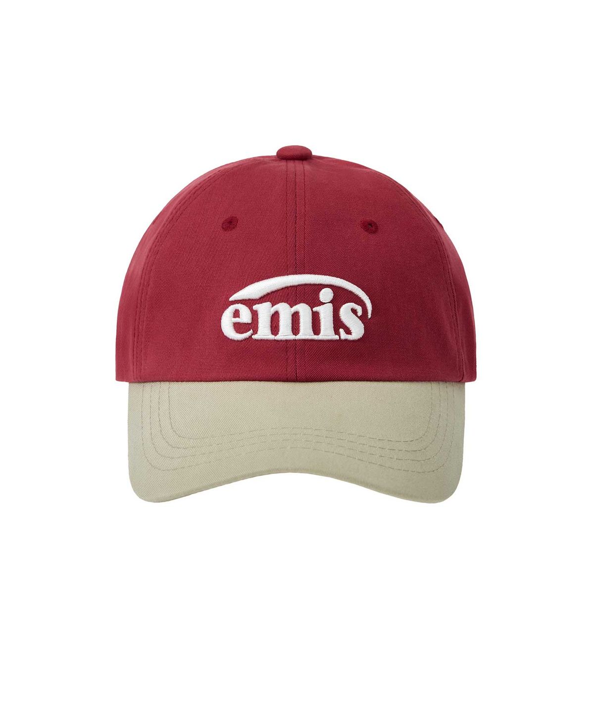 이미스(EMIS) NEW LOGO MIX BALL CAP(RENEWAL)-BEIGE/RED