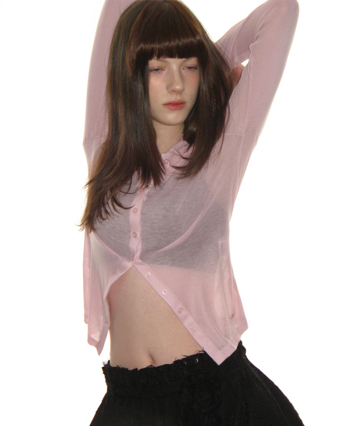 크랭크(CRANK) 시어 카라 버튼 탑_핑크