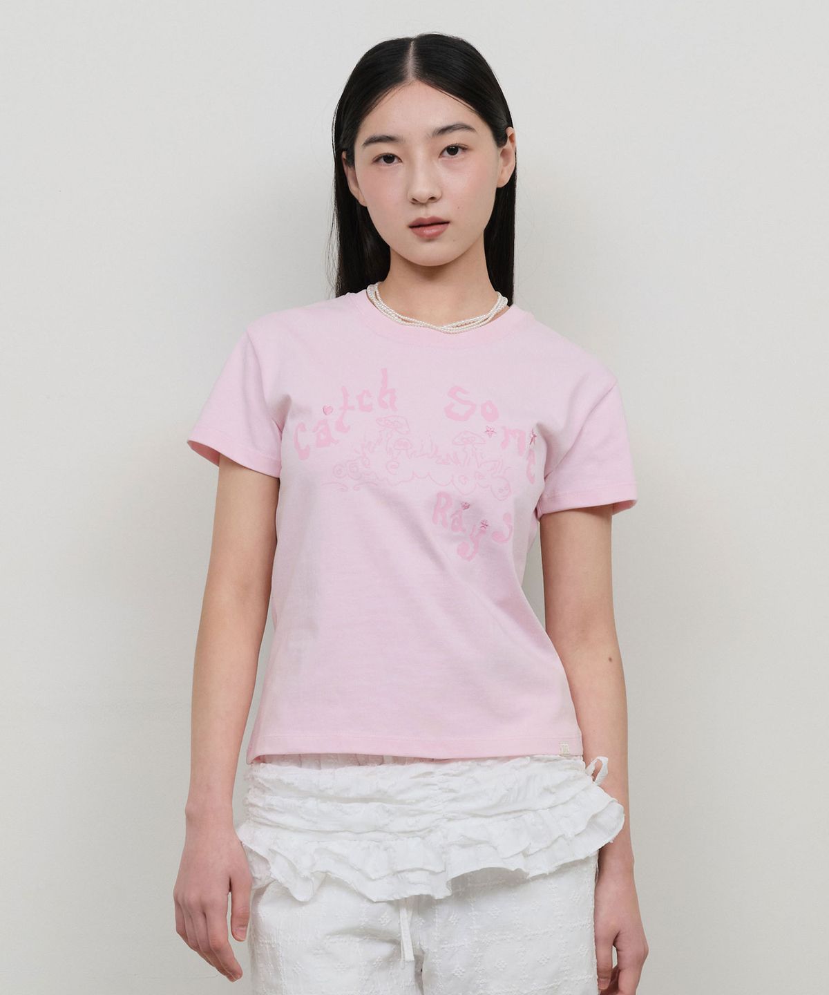 타입서비스(TYPESERVICE) Catch Embroidery T-Shirt [Pink]