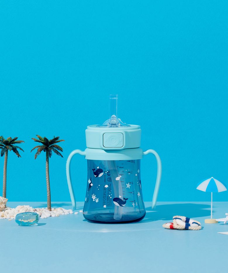 [신상품입고] PPSU 아기고래 200ml 빨대컵 (크리미블루)