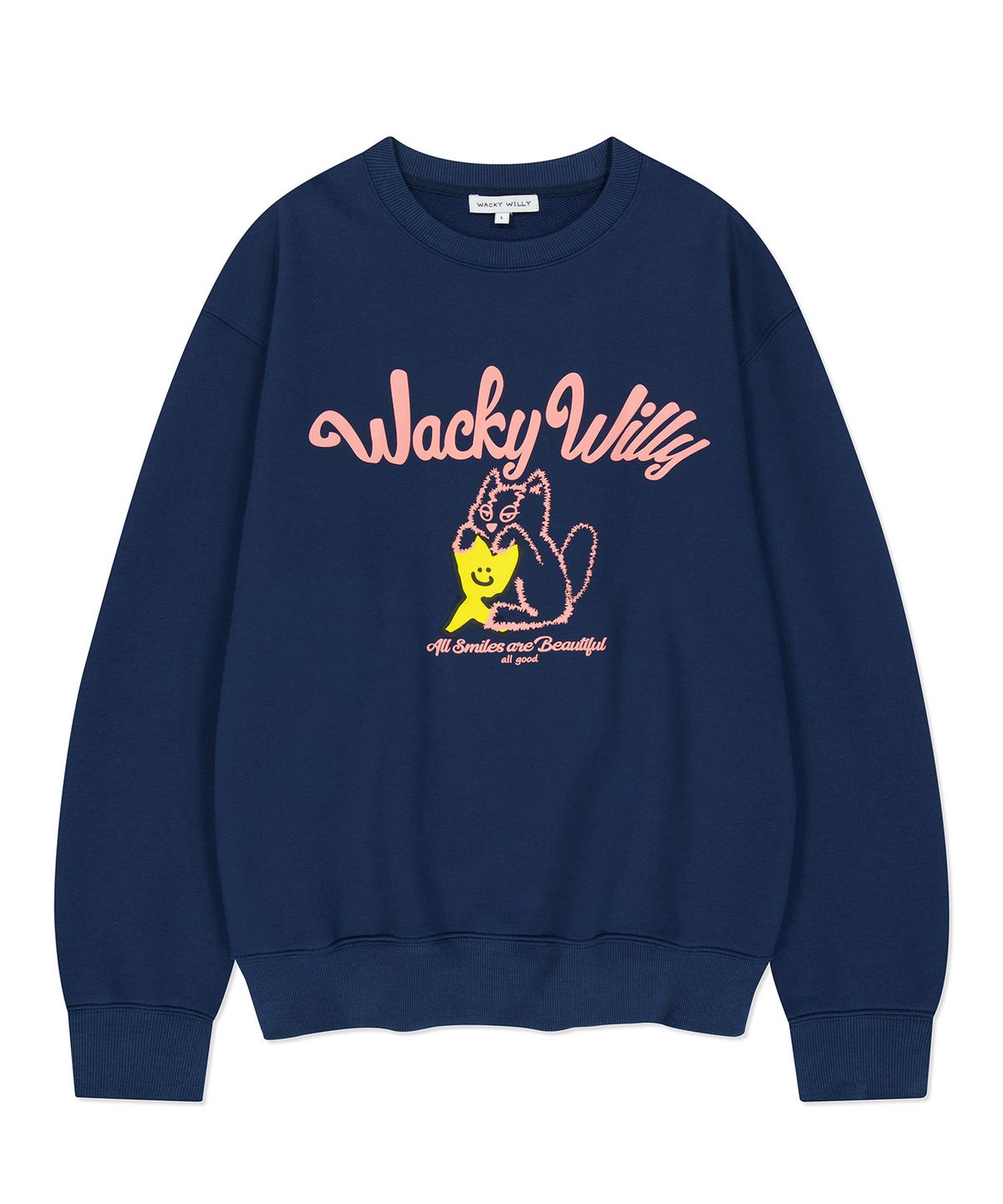 와키윌리(WACKY WILLY) 키키 레오 로고 맨투맨 네이비