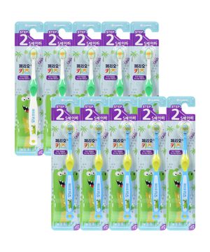 키즈 2단계 공룡 유아 칫솔 3~5세, 혼합색상 10개입