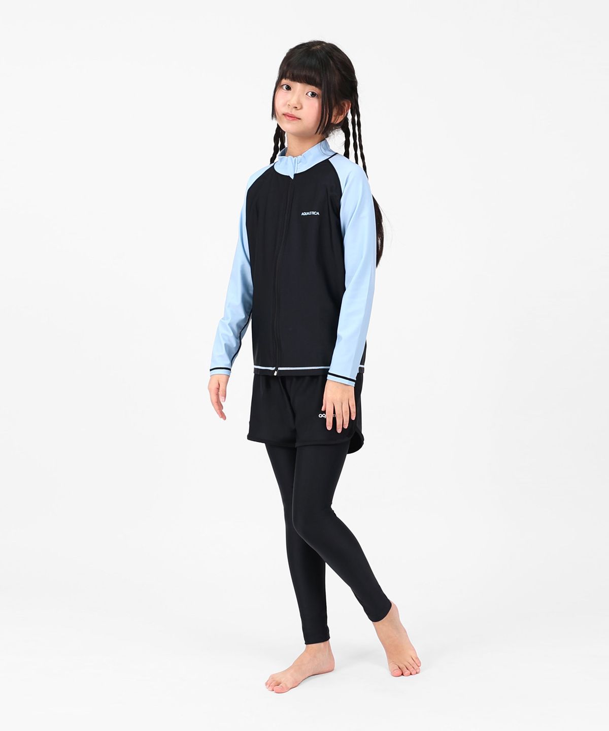 아쿠아티카(AQUATICA) 아동 래쉬가드 AQAJJ451+AQA421 반바지워터레깅스 일반용수경5종세트