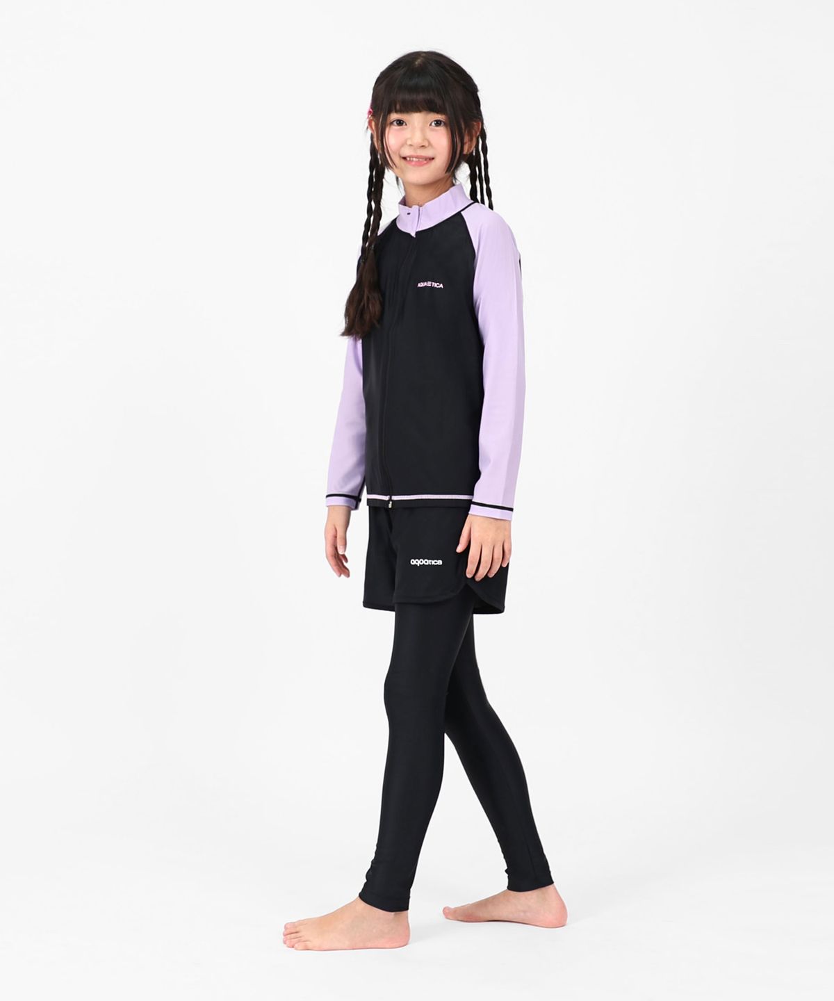 아쿠아티카(AQUATICA) 아동 래쉬가드 AQAJJ451+AQA421 반바지워터레깅스 선수용수경5종세트