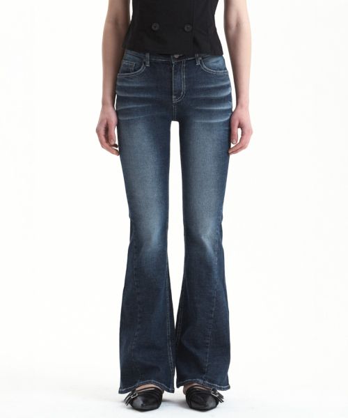 시너진(SYNERJYN) 102 CAT WASHING MID-RISE JEANS DEEP BLUE - 사이즈