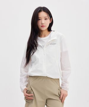 프레시벤트 여성 컬러블럭 크롭 바람막이 (WHITE)