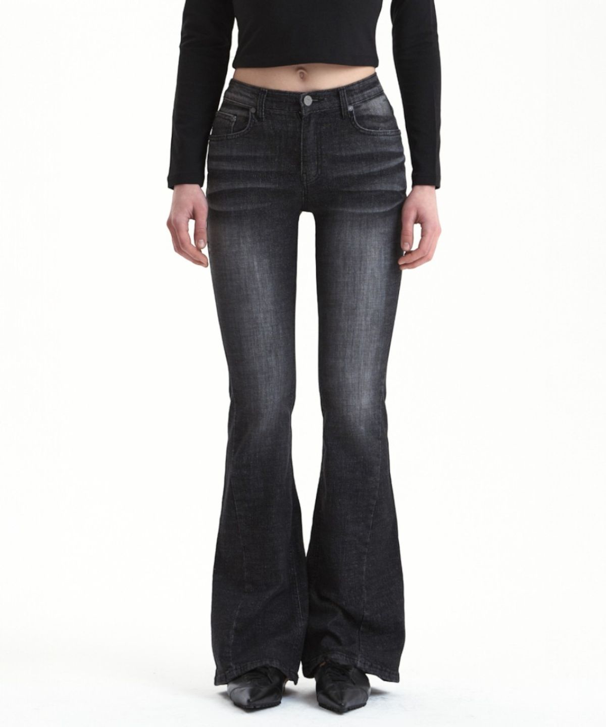 시너진(SYNERJYN) 102 CAT WASHING MID-RISE JEANS BLACK