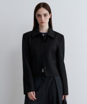 (우먼)울 씬 크롭 자켓 블랙