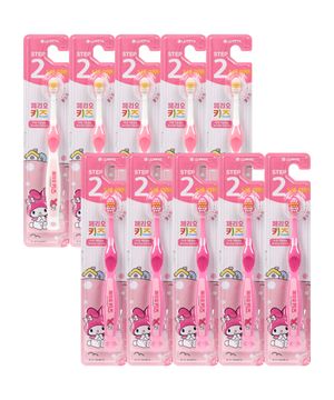 키즈 2단계 산리오 마이멜로디 유아 칫솔 3~5세, 혼합색상 10개입