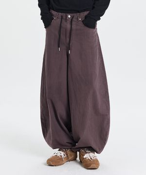Dyed balloon cotton pants (dark purple)