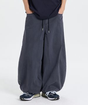Dyed balloon cotton pants (greyish charcoal)