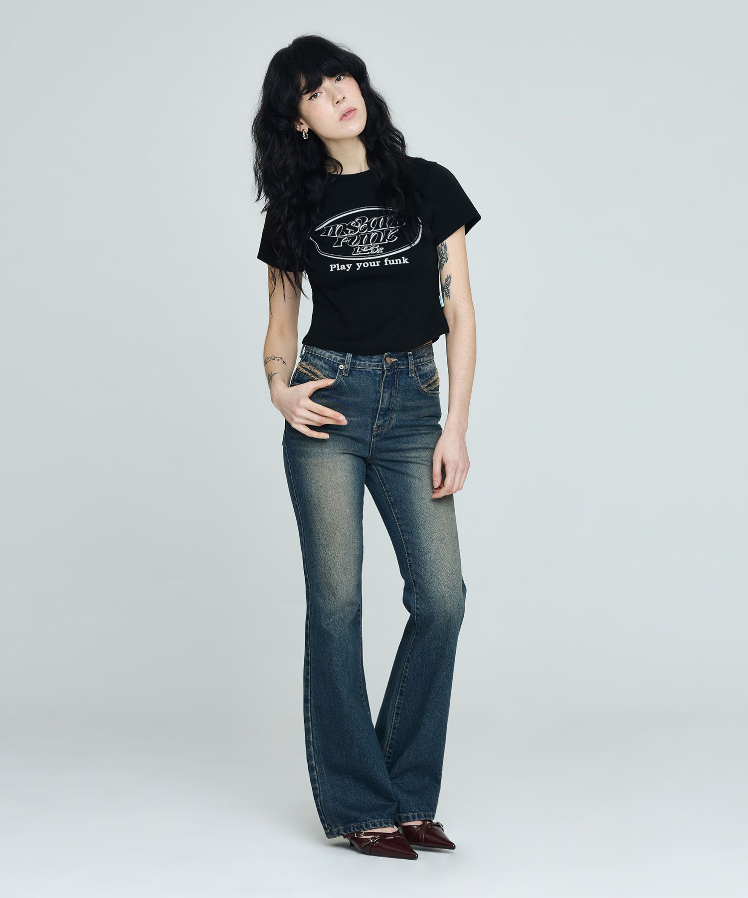 ◆INSTANTFUNK◆ Vintage Washed Bootcut Pants Deep Blue IA11F MUSINSA | INSTANTFUNK Vintage Washed Bootcut Pants - Deep Blue