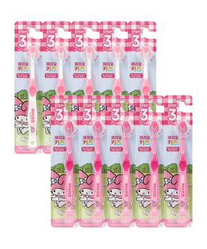 키즈 3단계 산리오 마이멜로디 어린이 칫솔 6~9세, 혼합색상 10개입