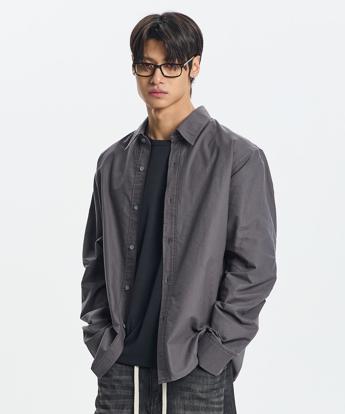 기철(KICHUL) Tidy oxford shirt (charcoal)
