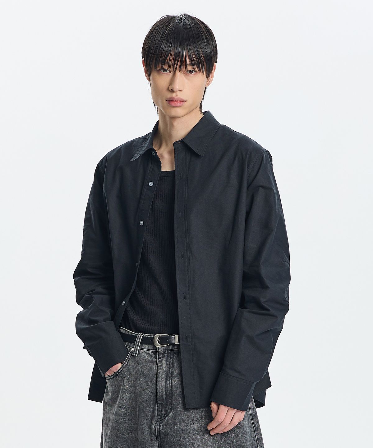 기철(KICHUL) Tidy oxford shirt (black)