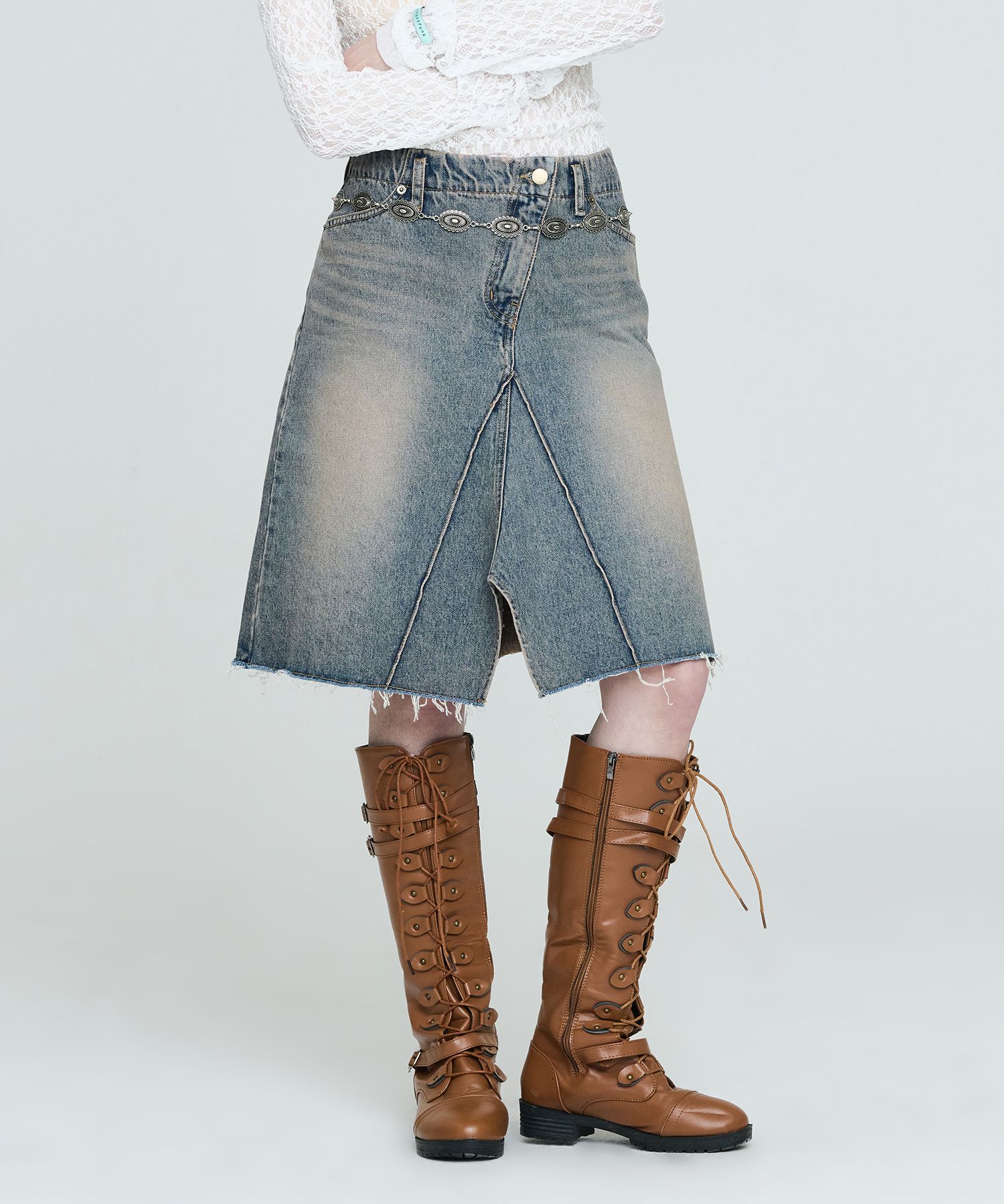スカート INSTANTFUNK midi denim skirt 5BMM159 MUSINSA | INSTANTFUNK Midi Denim Skirt - Vintage Blue