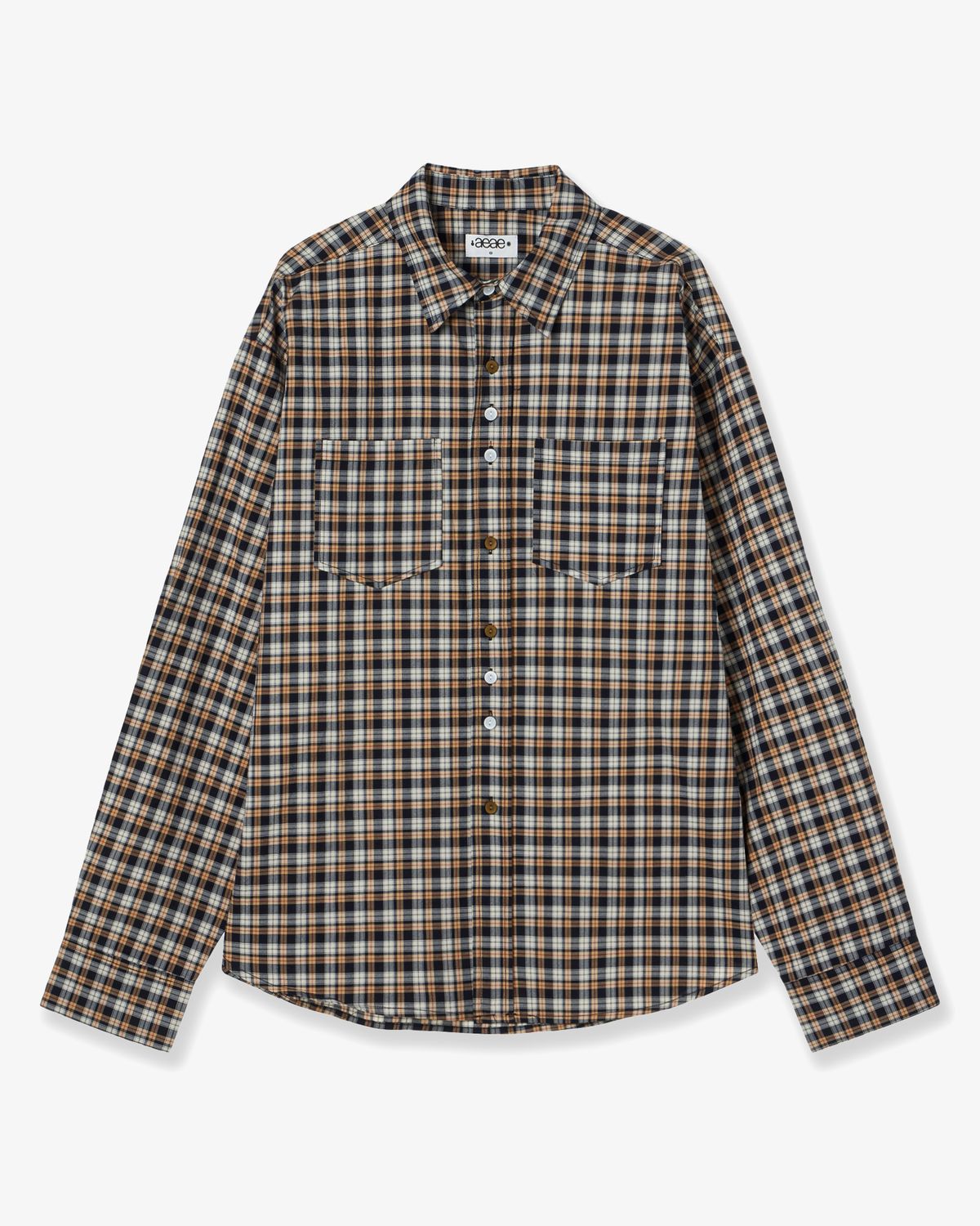 에이이에이이(AEAE) BUTTON CHECK SHIRTS [NAVY]