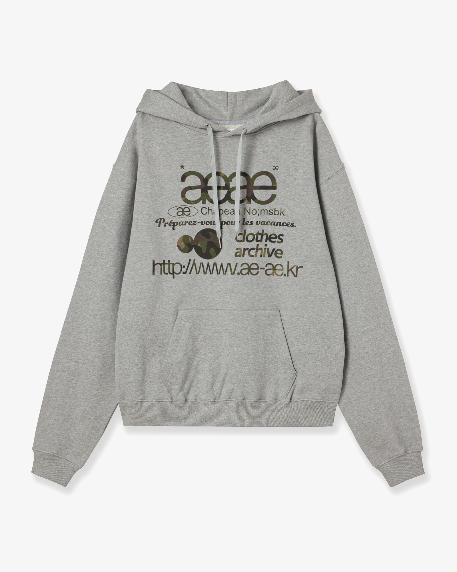 MUSINSA | AEAE WEB LOGO LOOSED HOODIE [MELANGE GREY/CAMO]
