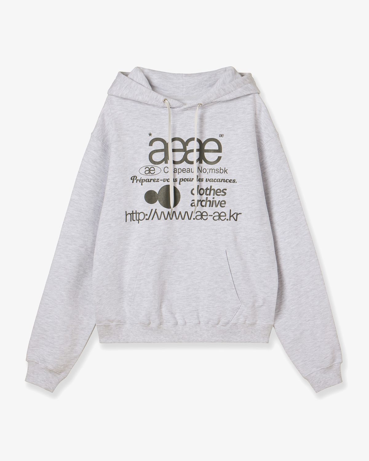 에이이에이이(AEAE) WEB LOGO LOOSED HOODIE [LIGHT GREY]