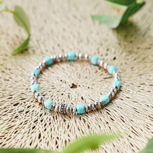 라인컷큐브 터키석 포인트 써지컬스틸 볼팔찌 (C2501AC1211_SV)