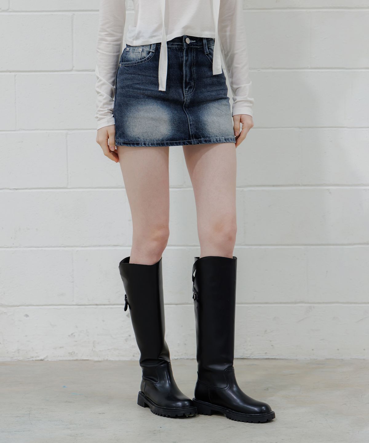 판도라핏(PANDORAFIT) Wash Denim Skirt