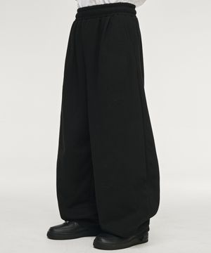 더블턱 와이드 트레이닝 팬츠[블랙]