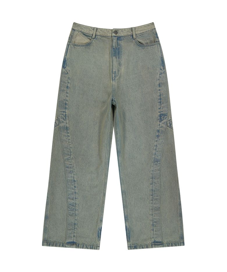 PANELLED DENIM PANTS (BLUE)