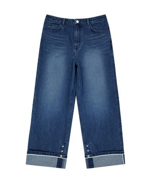 ROLLED CUFF DENIM PANTS (BLUE)