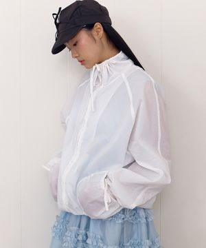 SHIRRING POCKET WINDBREAKER_WHITE
