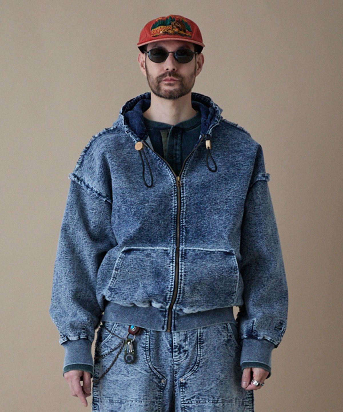 펜필드(PENFIELD) [TRAILWEAR] 페이디드 인디고 풀집업 후드 인디고_FR1KH11U