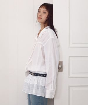 STRING SHIRRING SHIRTS_WHITE