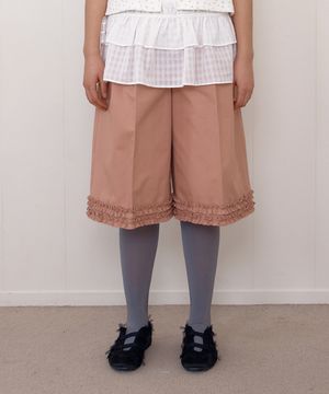 BERMUDA TWO TUCK FRILL PANTS_PINK